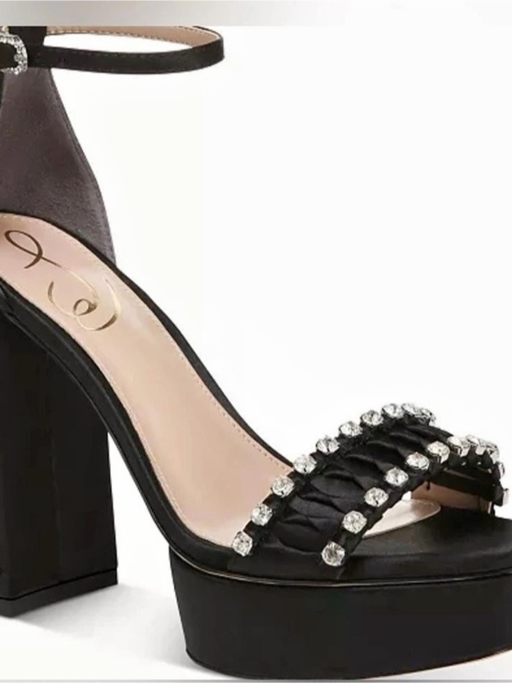 Sam Edelman Black Ninette Ankle Strap Platform Sandal Heels